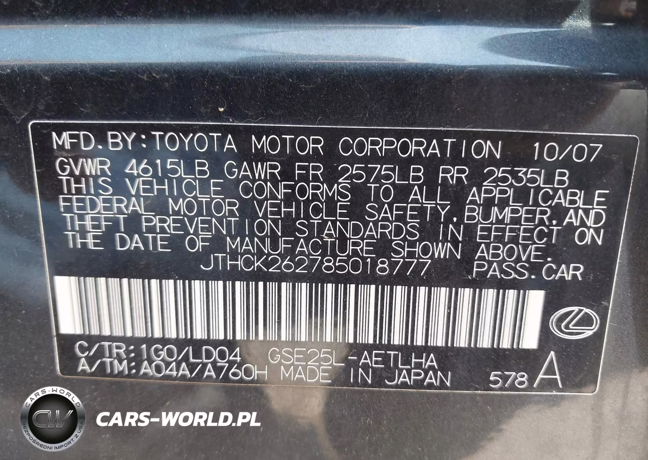 2008 Lexus Is 250 VIN:JTHCK262785018777 - 9
