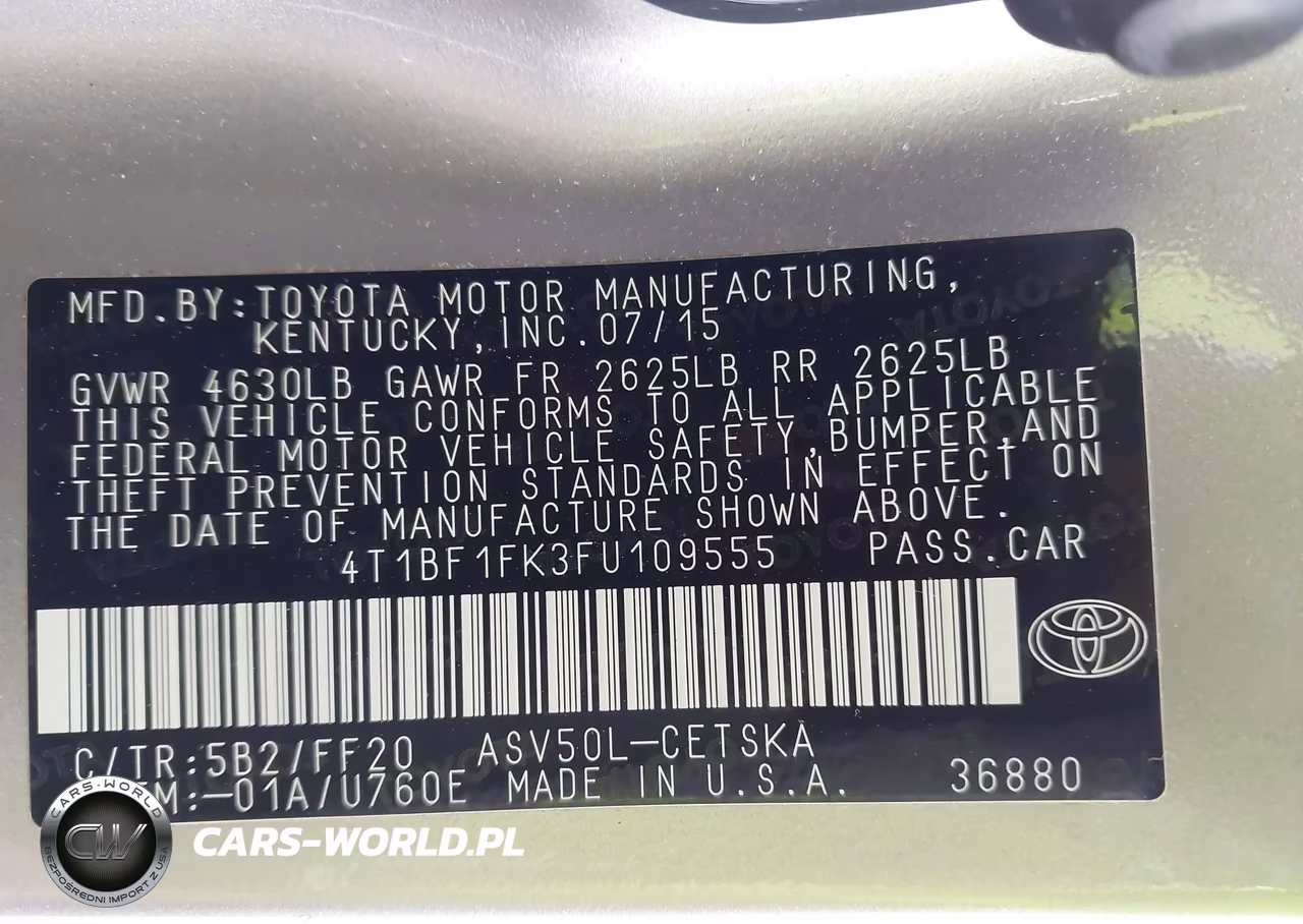 2015 Toyota Camry Se VIN:4T1BF1FK3FU109555 - 9