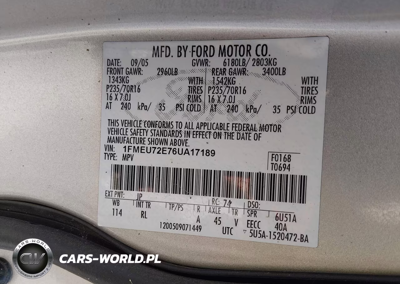 2006 Ford Explorer Xls VIN:1FMEU72E76UA17189 - 9