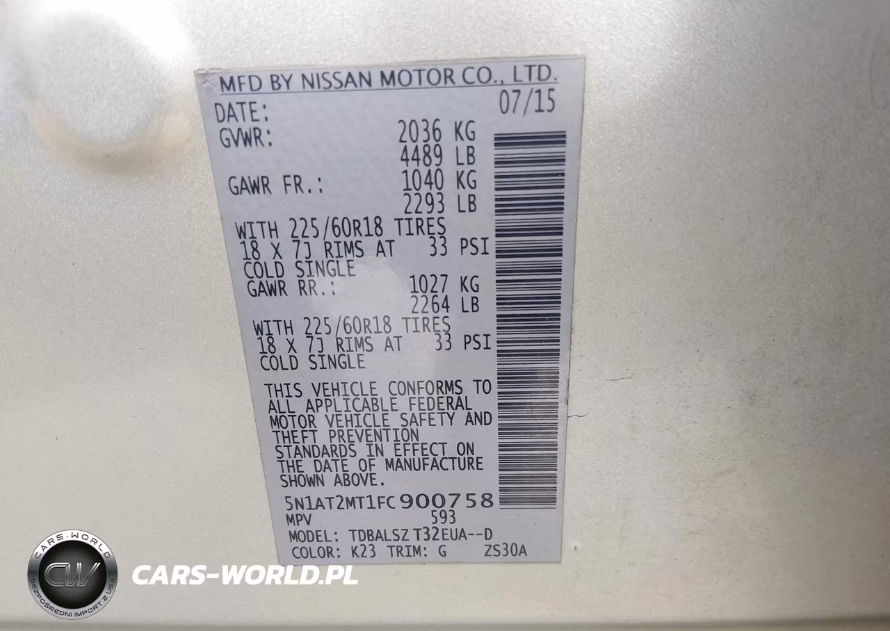2015 Nissan Rogue Sl VIN:5N1AT2MT1FC900758 - 9