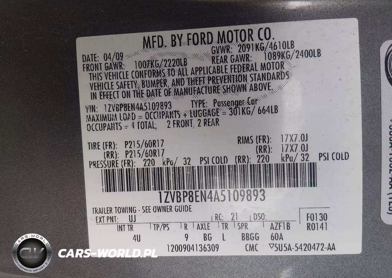 2010 Ford Mustang V6-V6 Premium VIN:1ZVBP8EN4A5109893 - 9