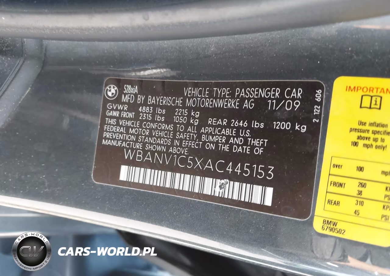 2010 BMW 528I xDrive VIN:WBANV1C5XAC445153 - 9