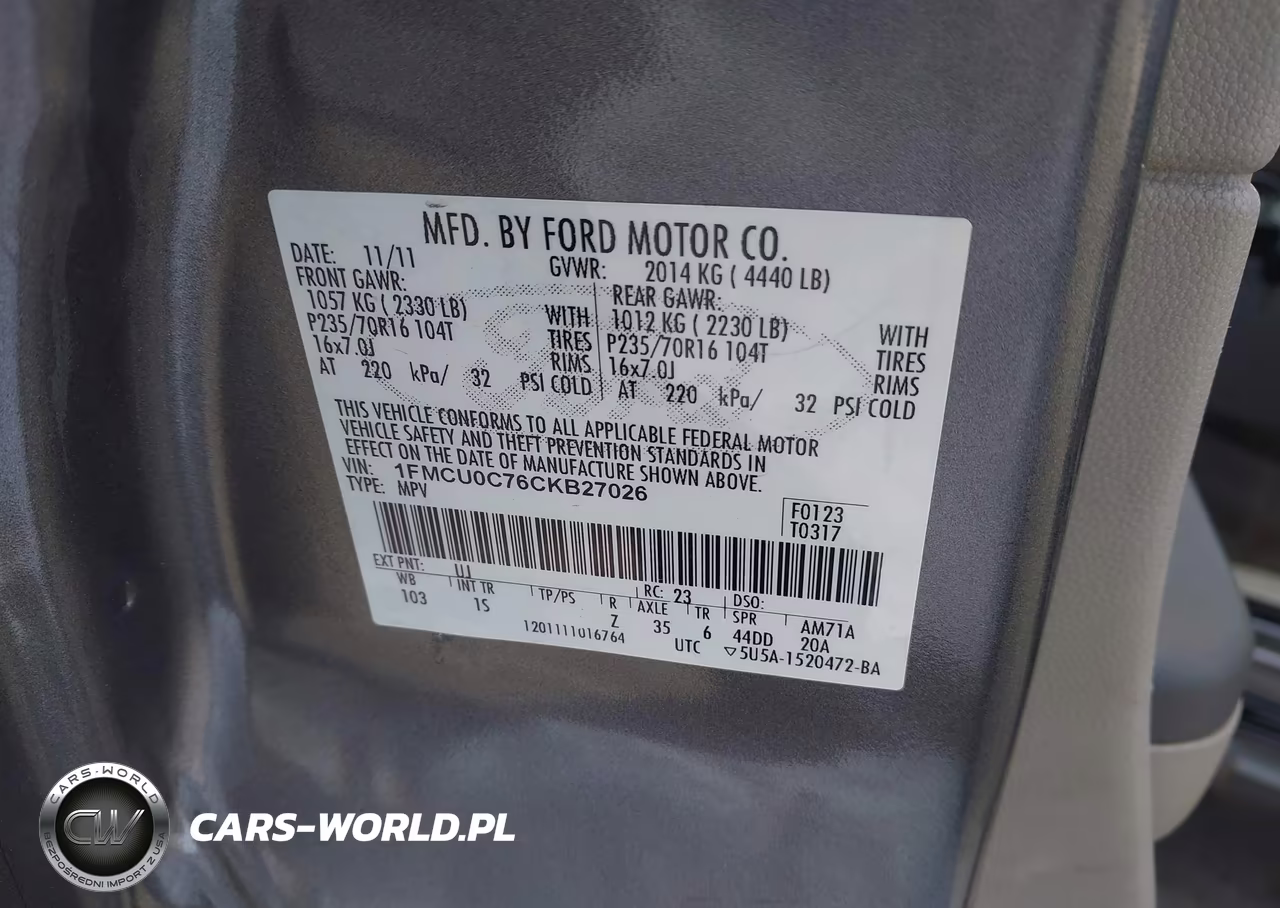 2012 Ford Escape Xls VIN:1FMCU0C76CKB27026 - 9