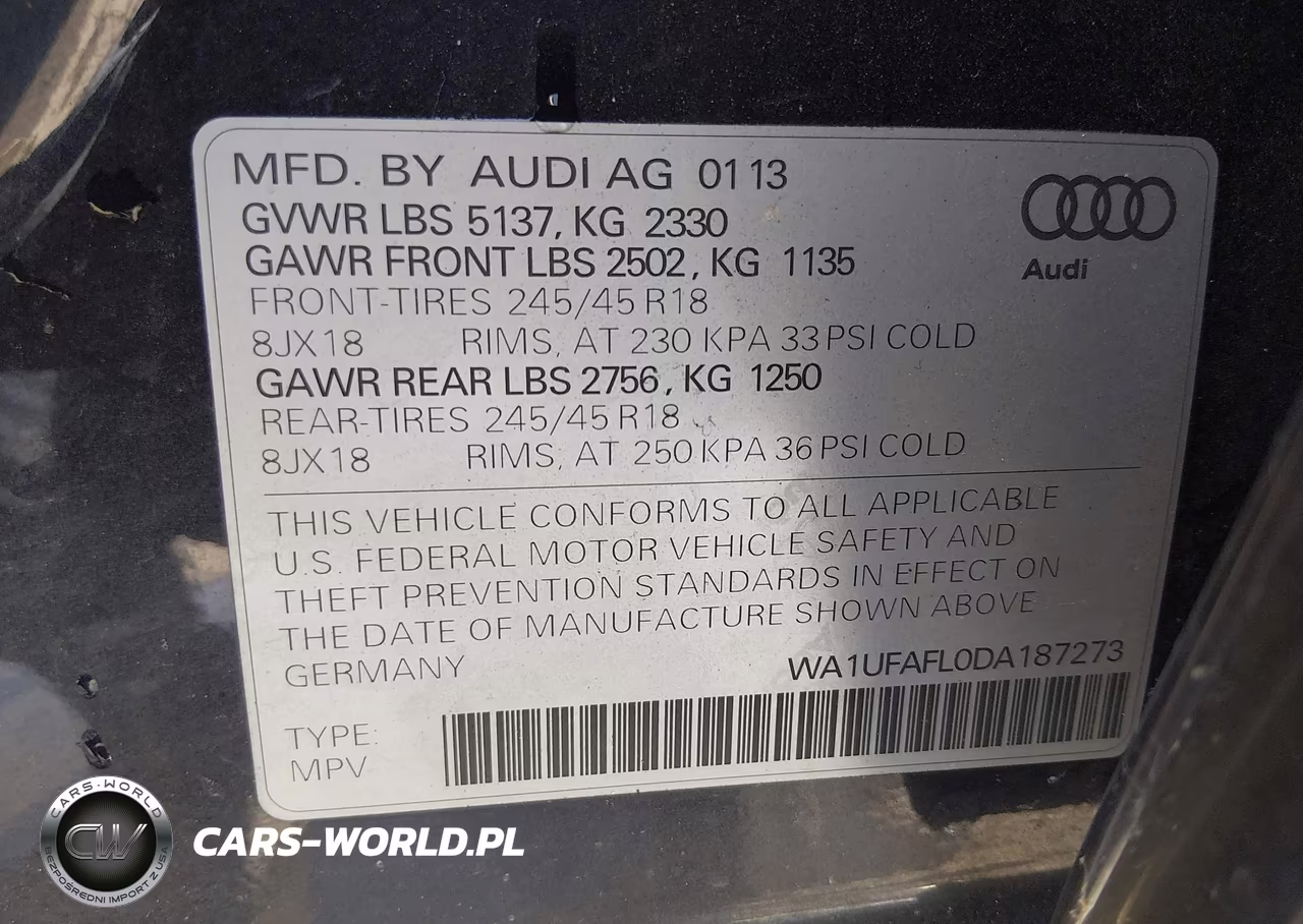 2013 Audi Allroad 2.0T Premium Plus VIN:WA1UFAFL0DA187273 - 9