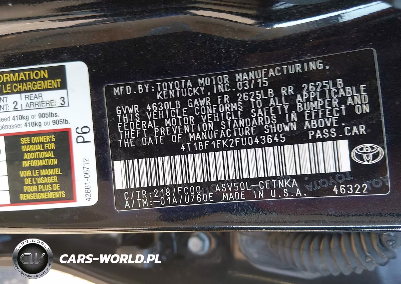 2015 Toyota Camry Le VIN:4T1BF1FK2FU043645 - 9
