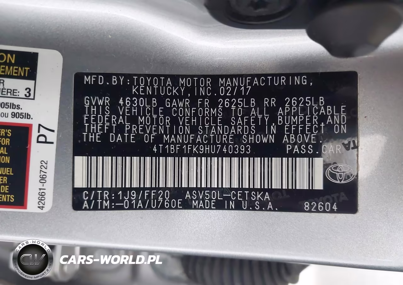 2017 Toyota Camry Se VIN:4T1BF1FK9HU740393 - 9