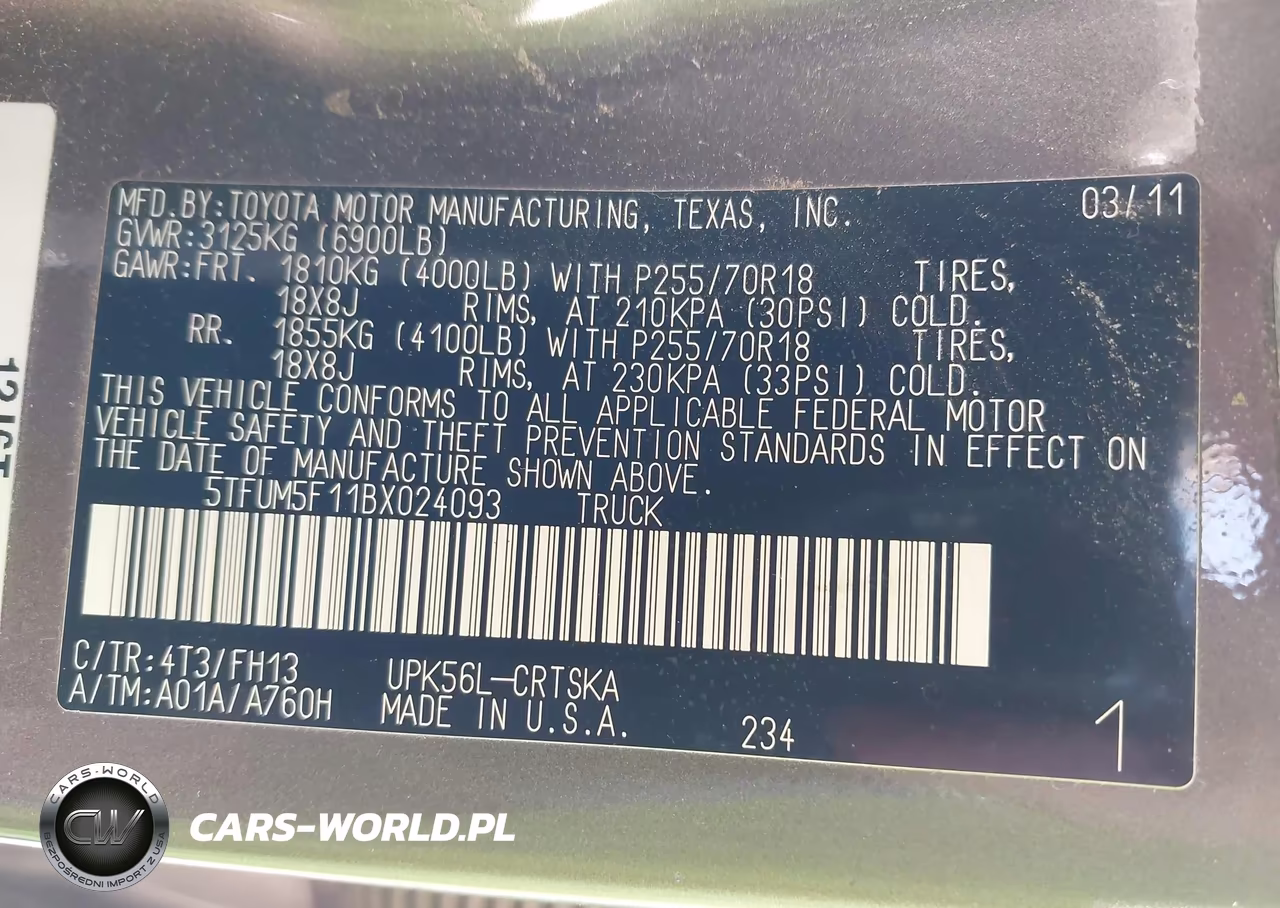 2011 Toyota Tundra Grade 4.6L V8 VIN:5TFUM5F11BX024093 - 9