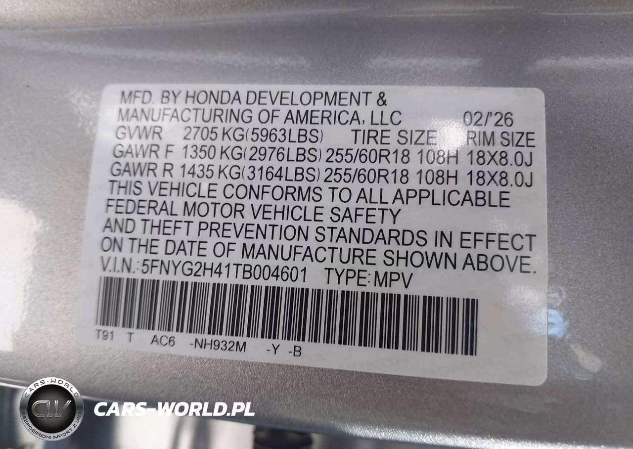 2026 Honda Pilot Ex-L VIN:5FNYG2H41TB004601 - 9