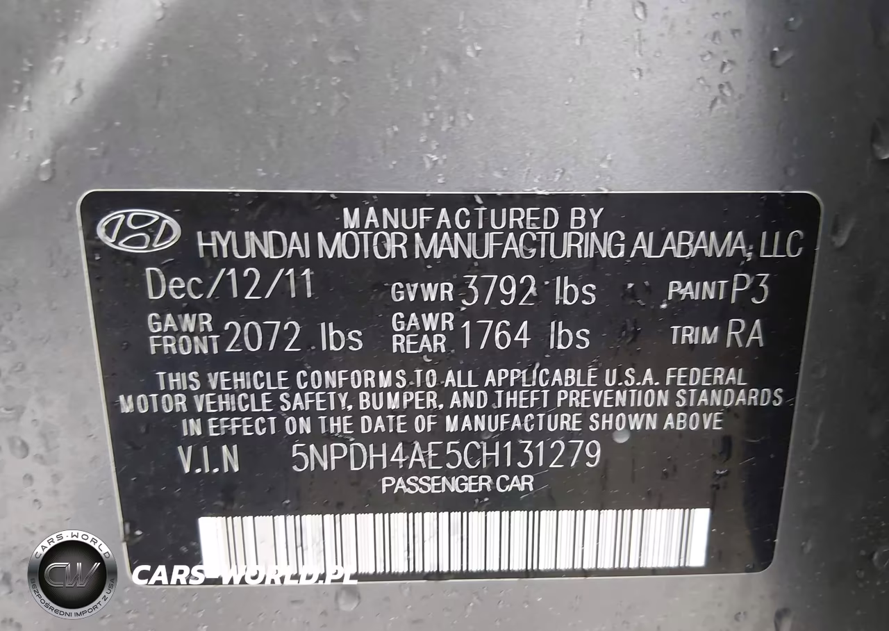 2012 Hyundai Elantra Limited VIN:5NPDH4AE5CH131279 - 9
