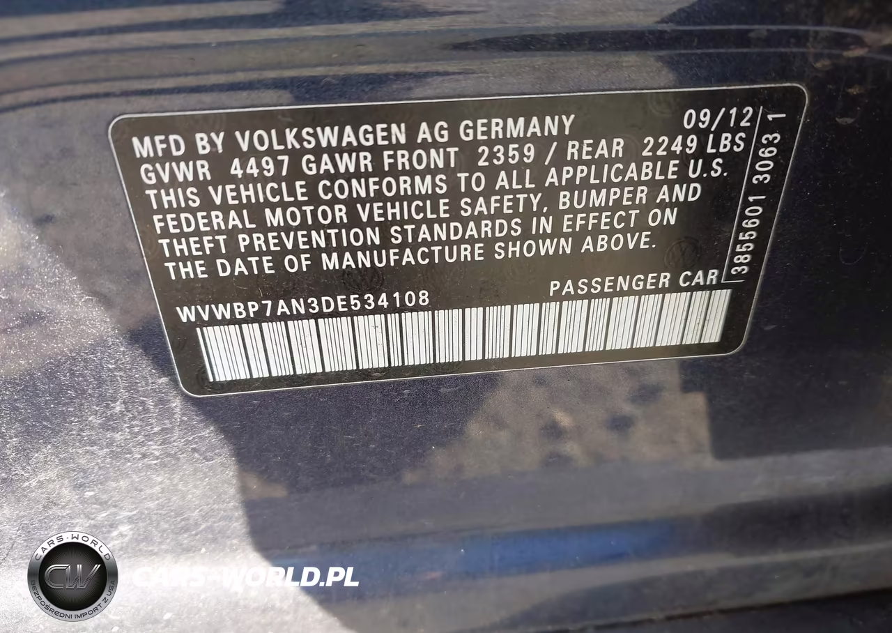 2013 Volkswagen Cc 2.0T Sport Plus VIN:WVWBP7AN3DE534108 - 9