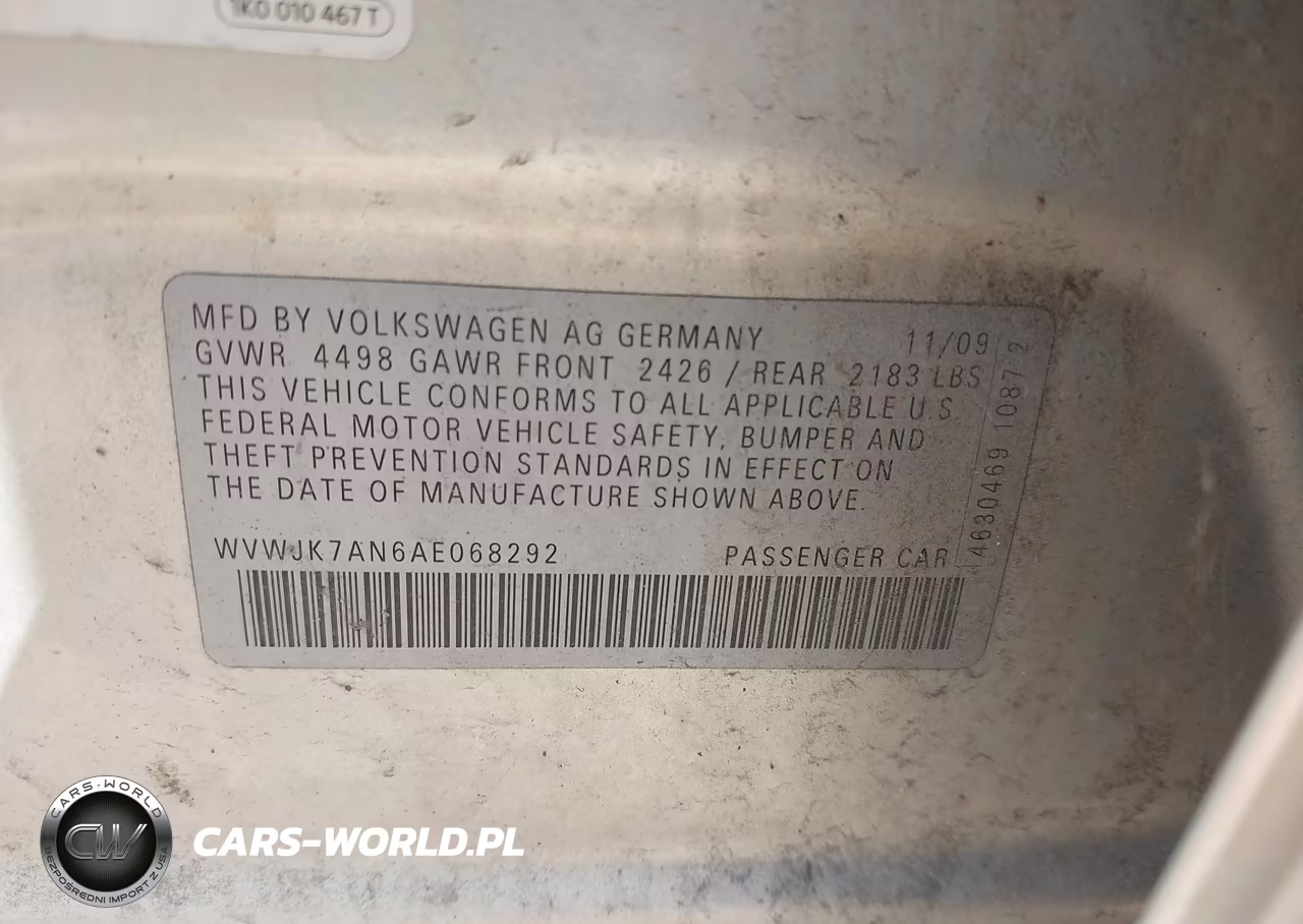 2010 Volkswagen Passat Komfort VIN:WVWJK7AN6AE068292 - 9