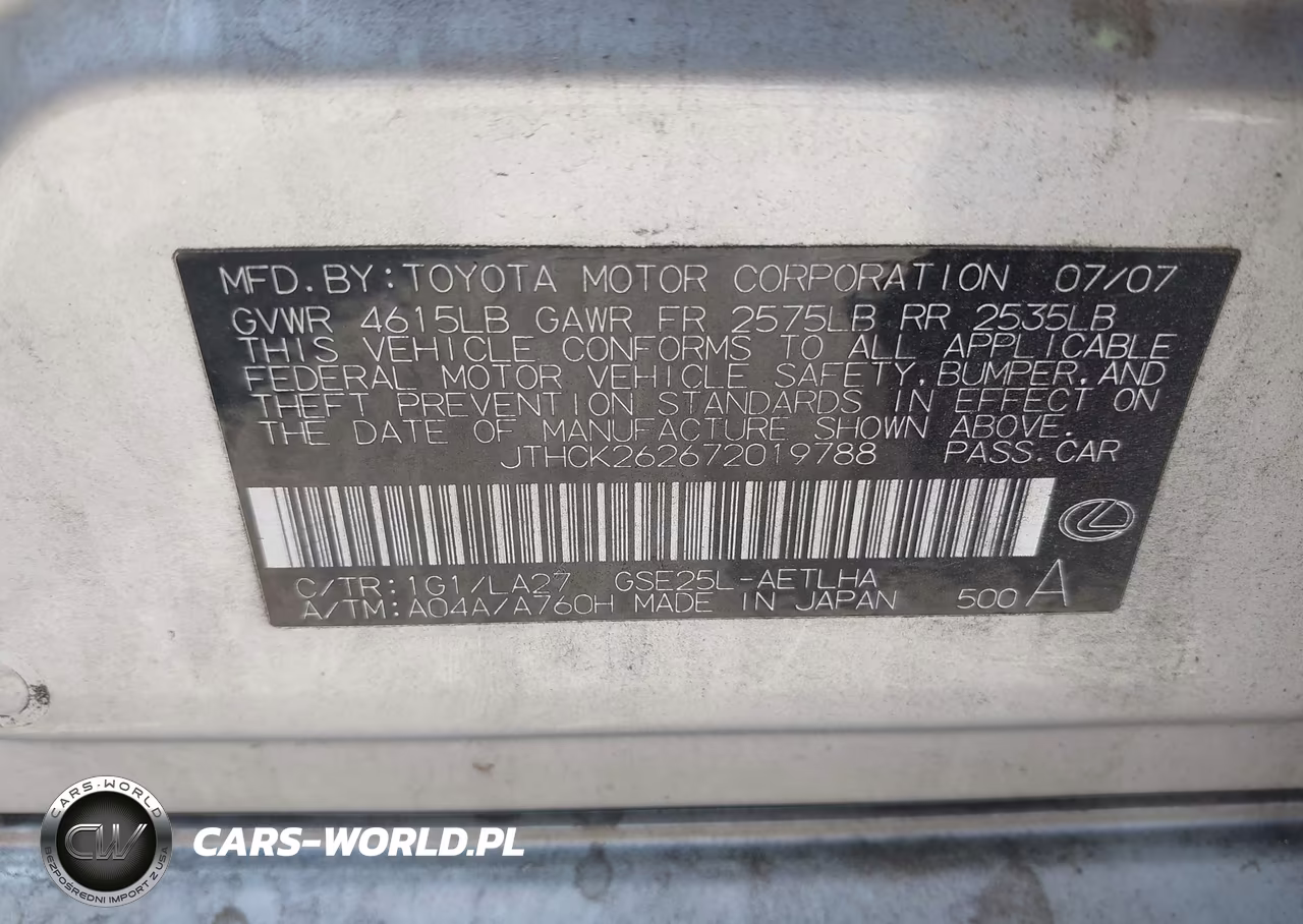 2007 Lexus Is 250 VIN:JTHCK262672019788 - 9