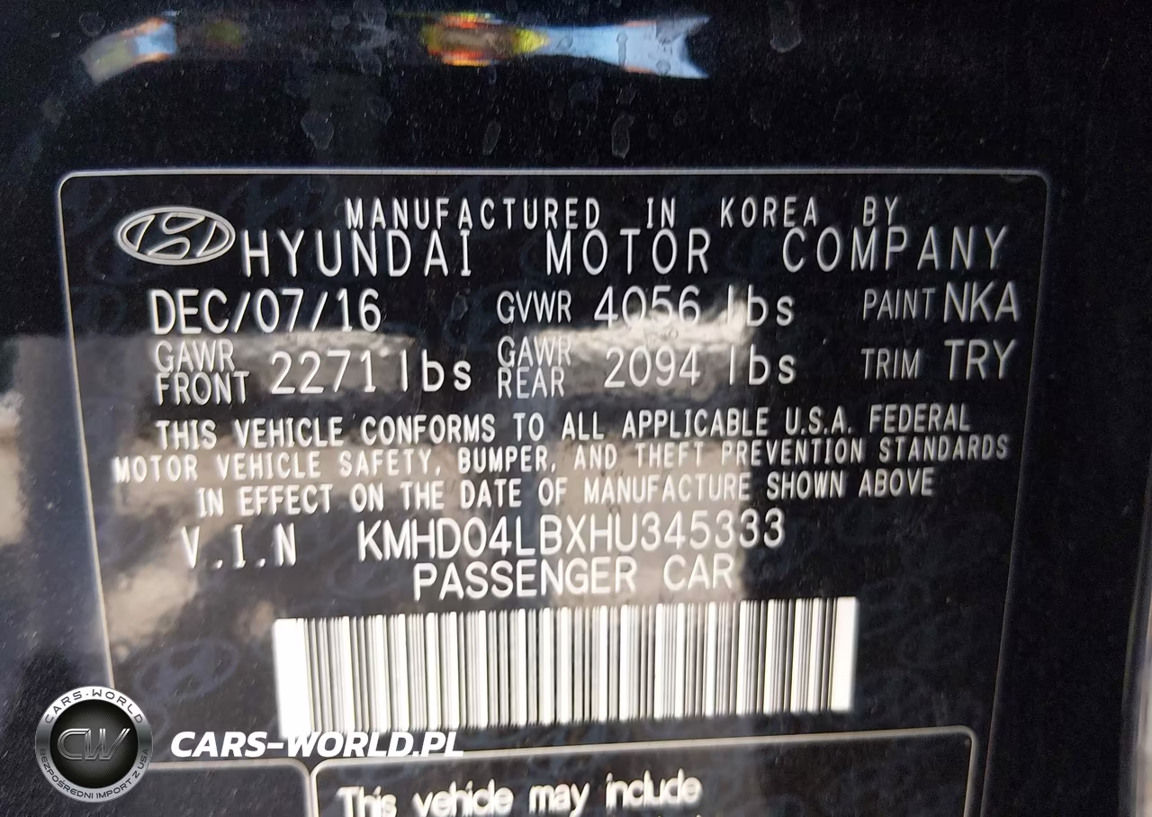 2017 Hyundai Elantra Sport VIN:KMHD04LBXHU345333 - 9