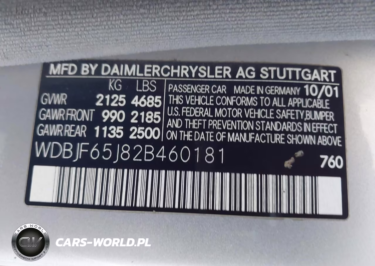 2002 Mercedes-Benz E 320 VIN:WDBJF65J82B460181 - 9