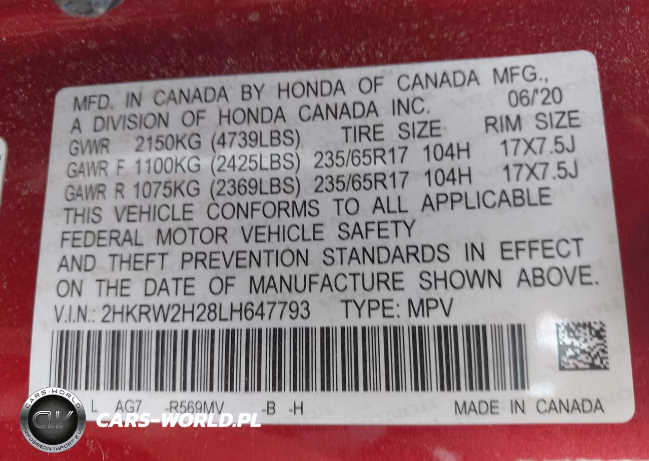 2020 Honda Cr-V Awd Lx VIN:2HKRW2H28LH647793 - 9