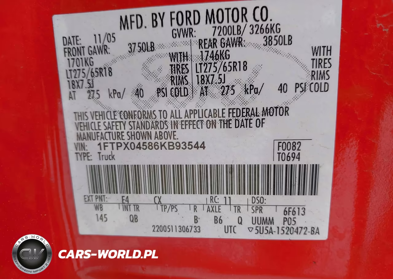 2006 Ford F-150 Fx4-Xlt VIN:1FTPX04586KB93544 - 9