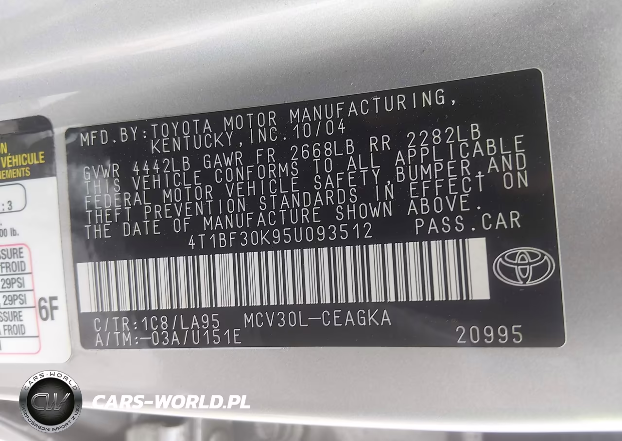 2005 Toyota Camry Xle V6 VIN:4T1BF30K95U093512 - 9