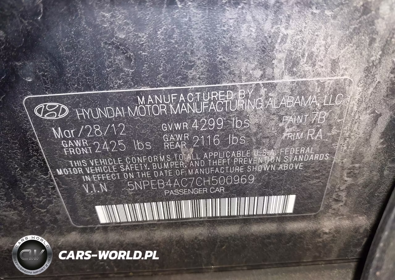 2012 Hyundai Sonata Gls VIN:5NPEB4AC7CH500969 - 9