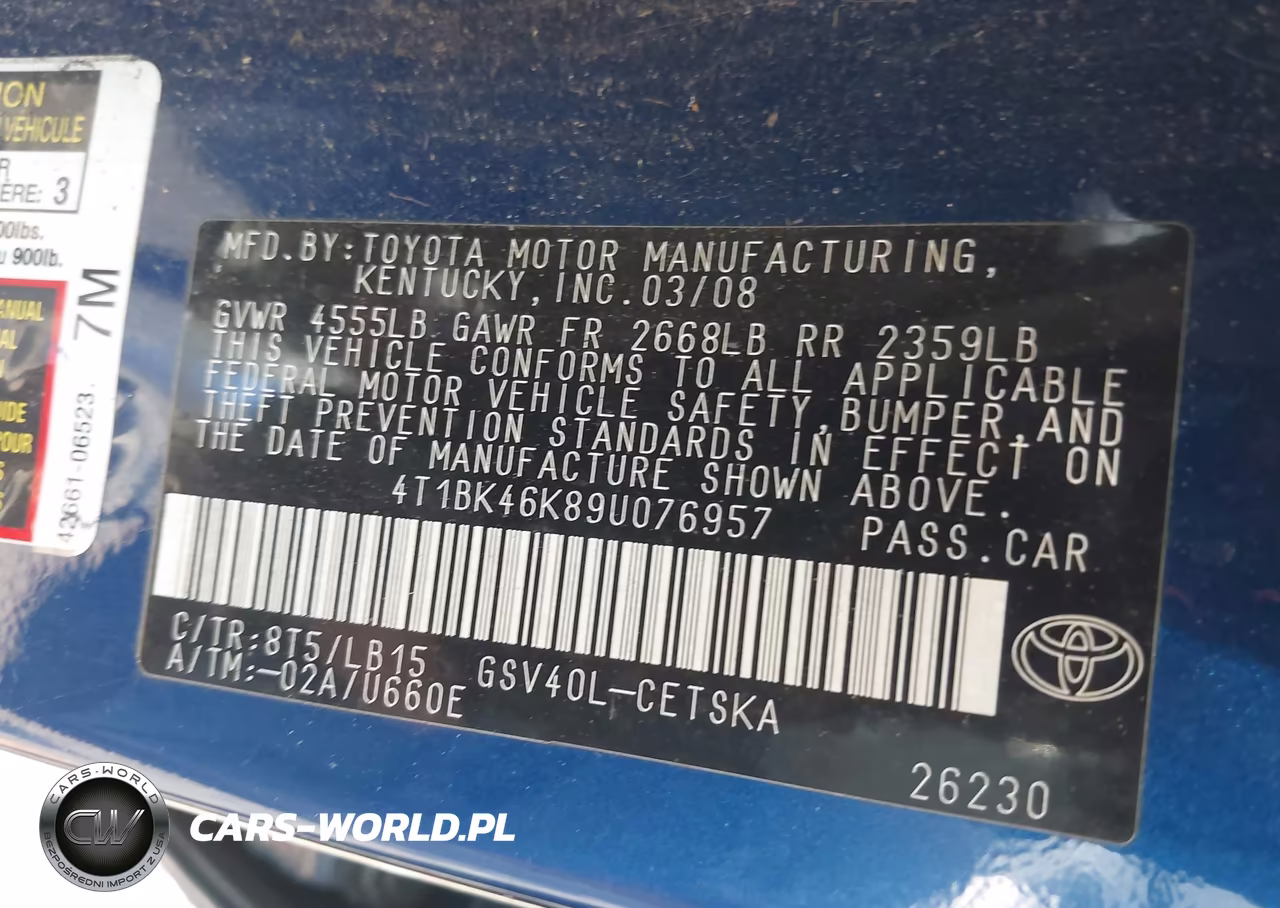 2009 Toyota Camry Se V6 VIN:4T1BK46K89U076957 - 9