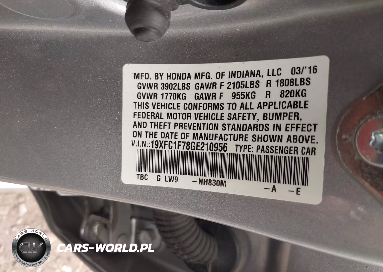2016 Honda Civic Ex-L VIN:19XFC1F78GE210956 - 9