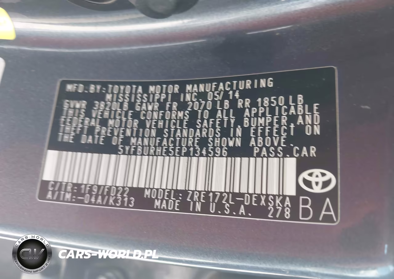 2014 Toyota Corolla S VIN:5YFBURHE5EP134596 - 9