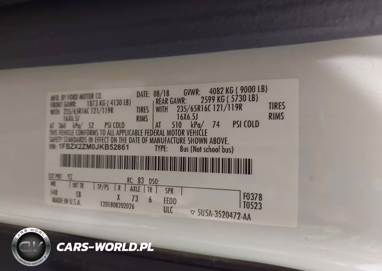 2018 Ford Transit-350 Xl VIN:1FBZX2ZM0JKB52861 - 9