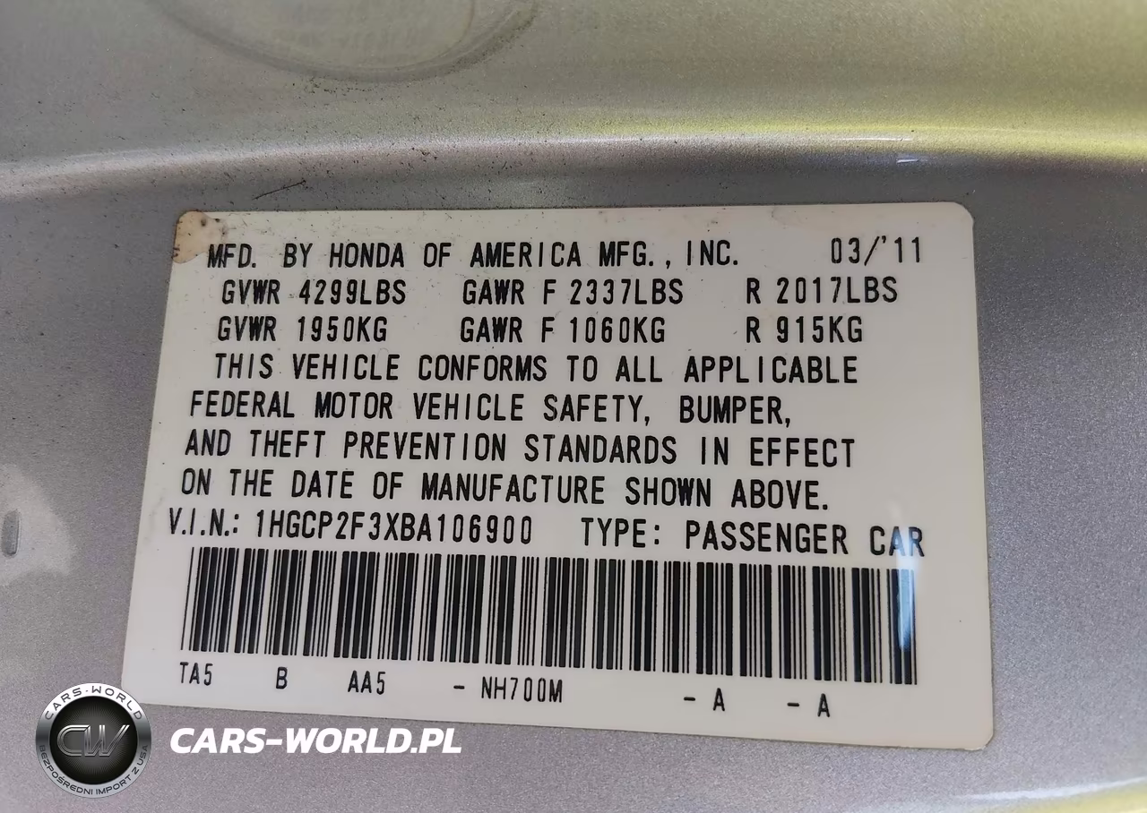 2011 Honda Accord 2.4 Lx VIN:1HGCP2F3XBA106900 - 9