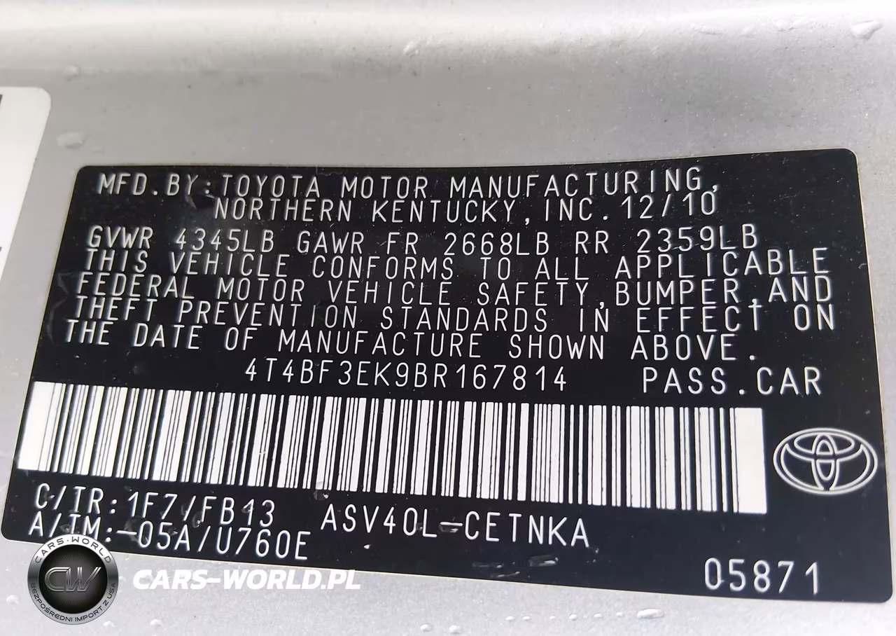 2011 Toyota Camry Le VIN:4T4BF3EK9BR167814 - 9