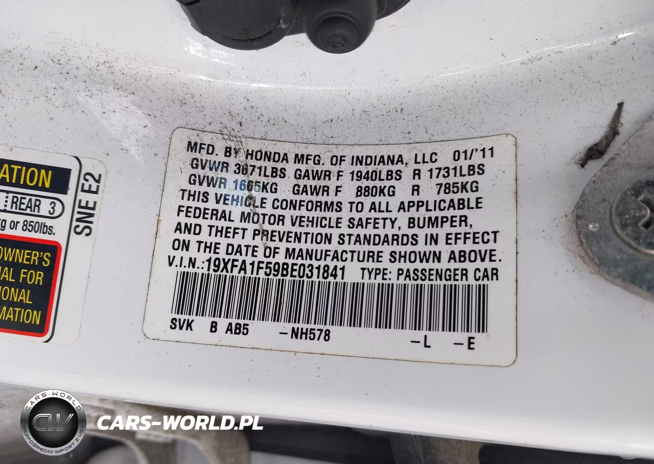 2011 Honda Civic Lx VIN:19XFA1F59BE031841 - 9