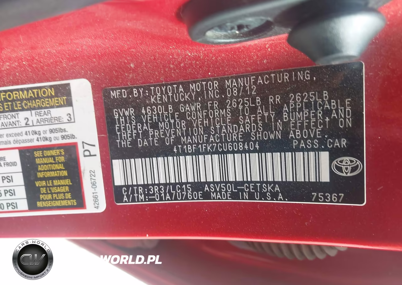 2012 Toyota Camry Se VIN:4T1BF1FK7CU608404 - 9