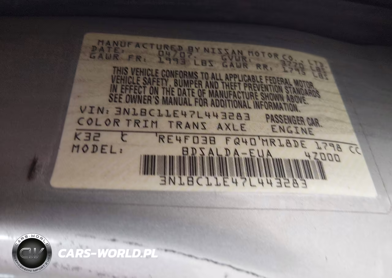 2007 Nissan Versa 1.8S VIN:3N1BC11E47L443283 - 9