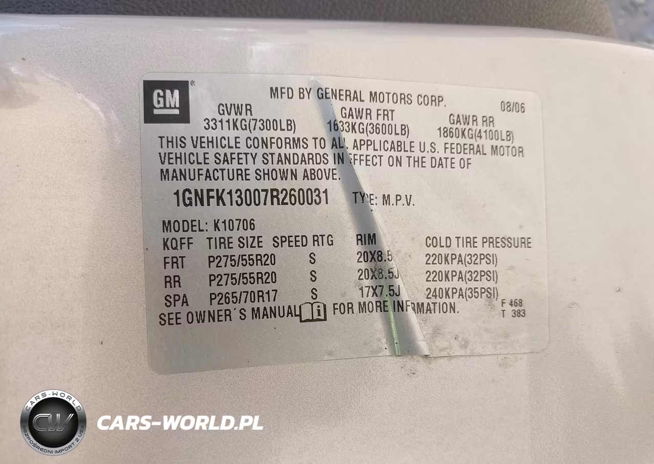 2007 Chevrolet Tahoe Ltz VIN:1GNFK13007R260031 - 9