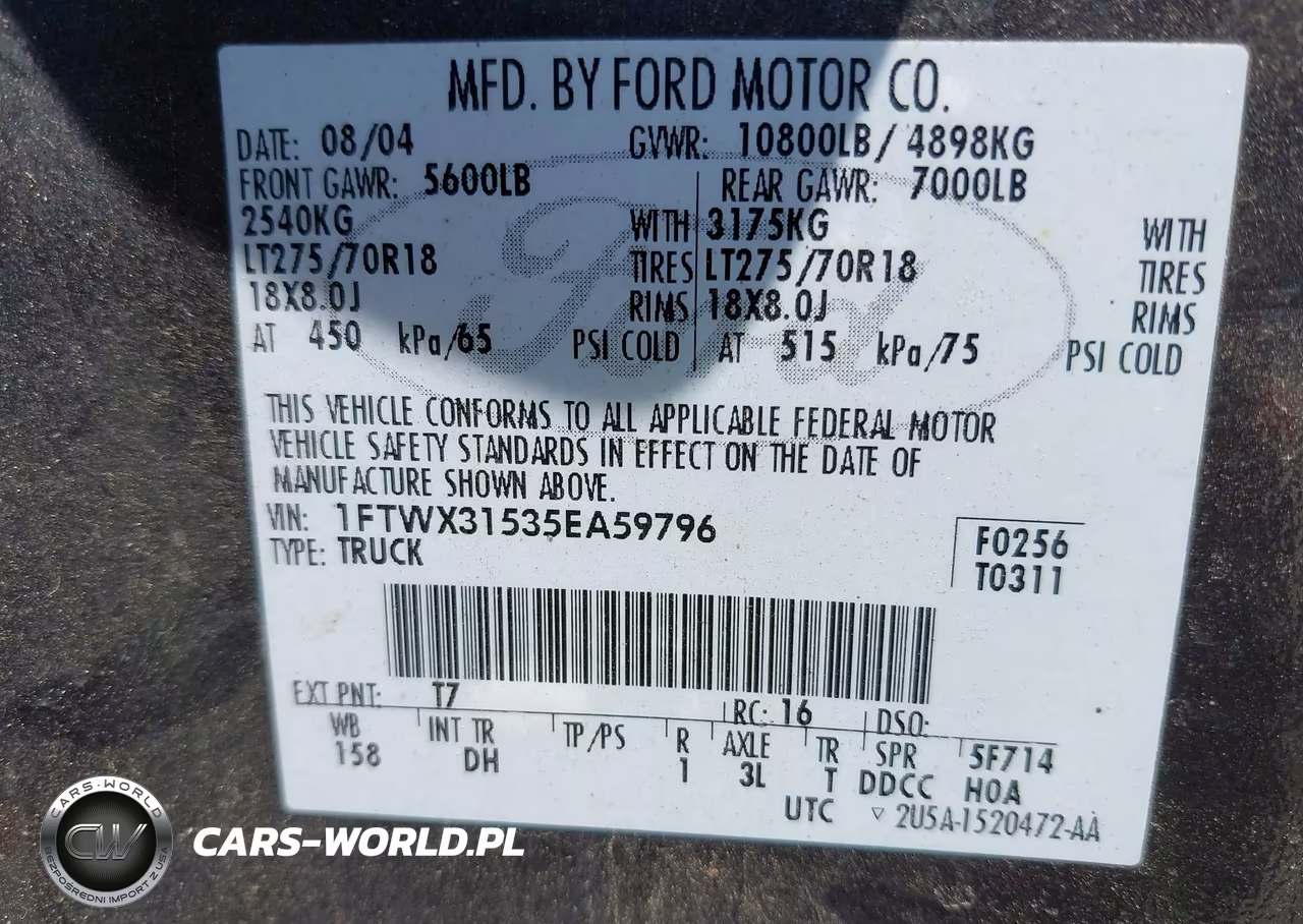 2005 Ford F-350 Lariat-Xl-Xlt VIN:1FTWX31535EA59796 - 9