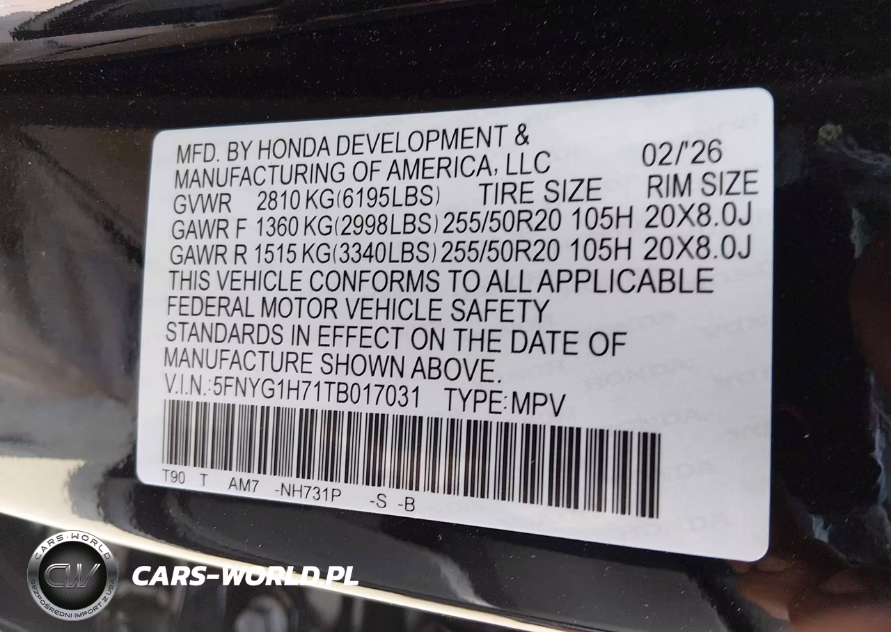 2026 Honda Pilot Touring-Touring Blackout VIN:5FNYG1H71TB017031 - 9