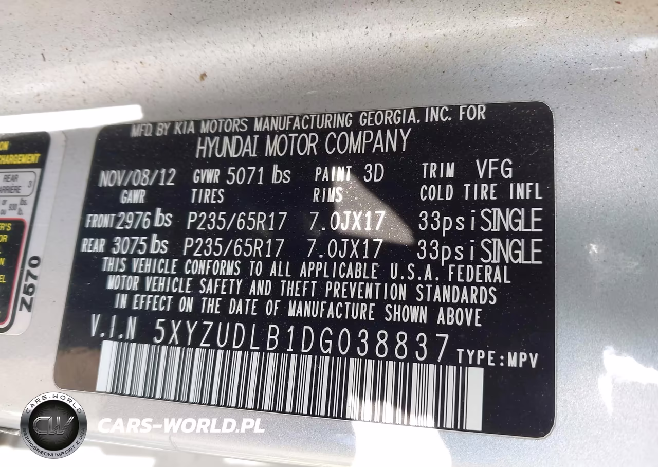 2013 Hyundai Santa Fe Sport VIN:5XYZUDLB1DG038837 - 9