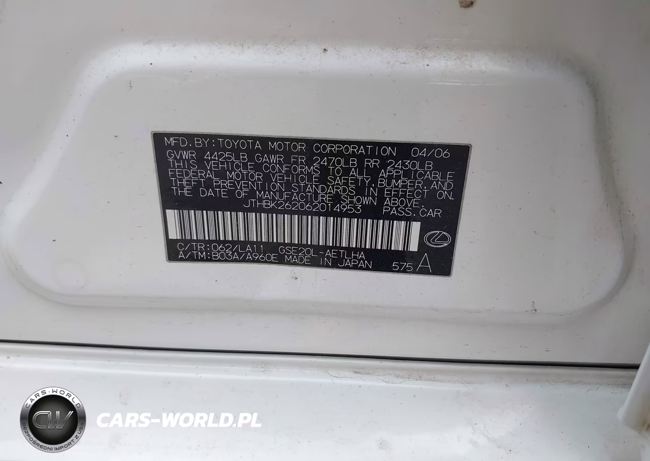 2006 Lexus Is 250 VIN:JTHBK262062014953 - 9