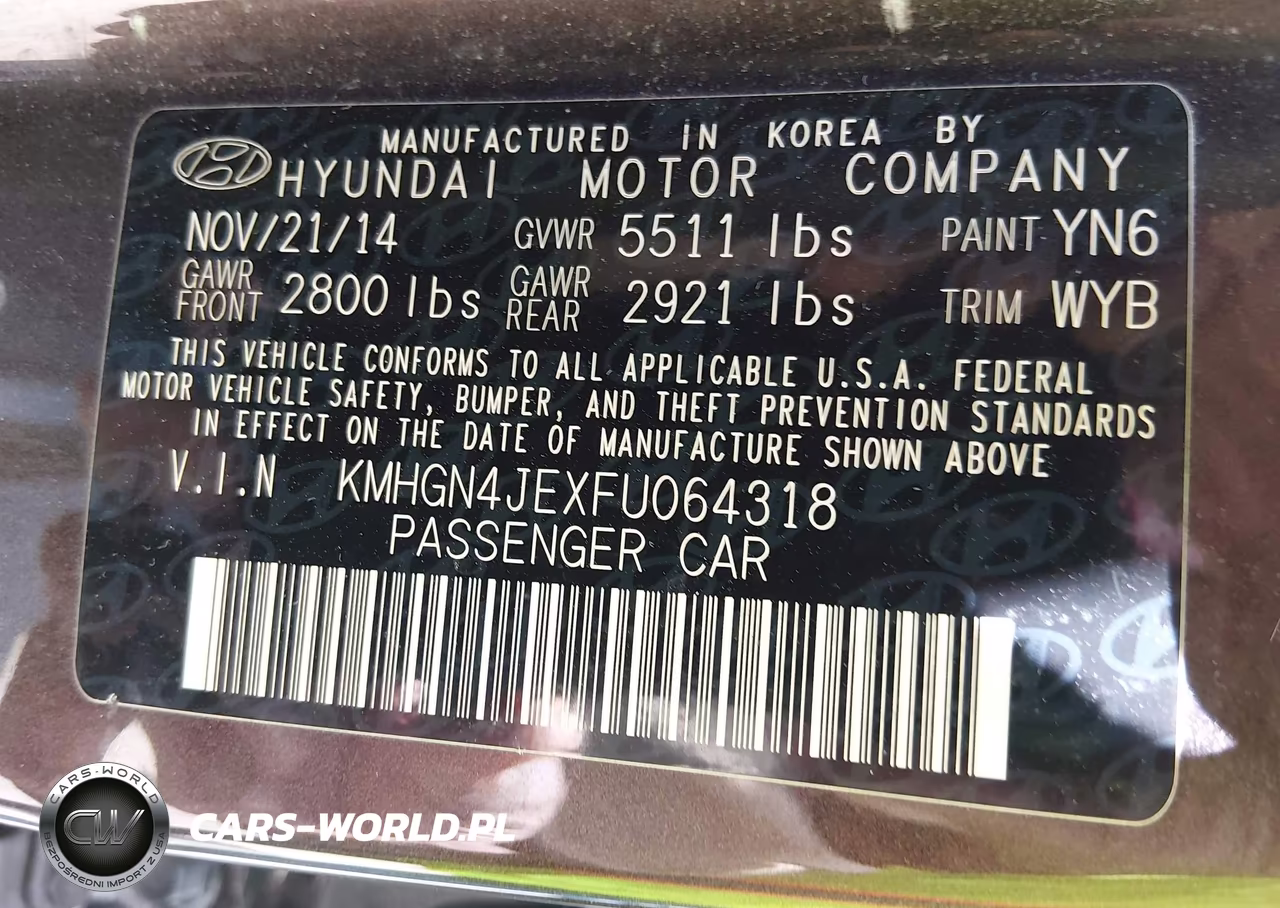 2015 Hyundai Genesis 3.8 VIN:KMHGN4JEXFU064318 - 9