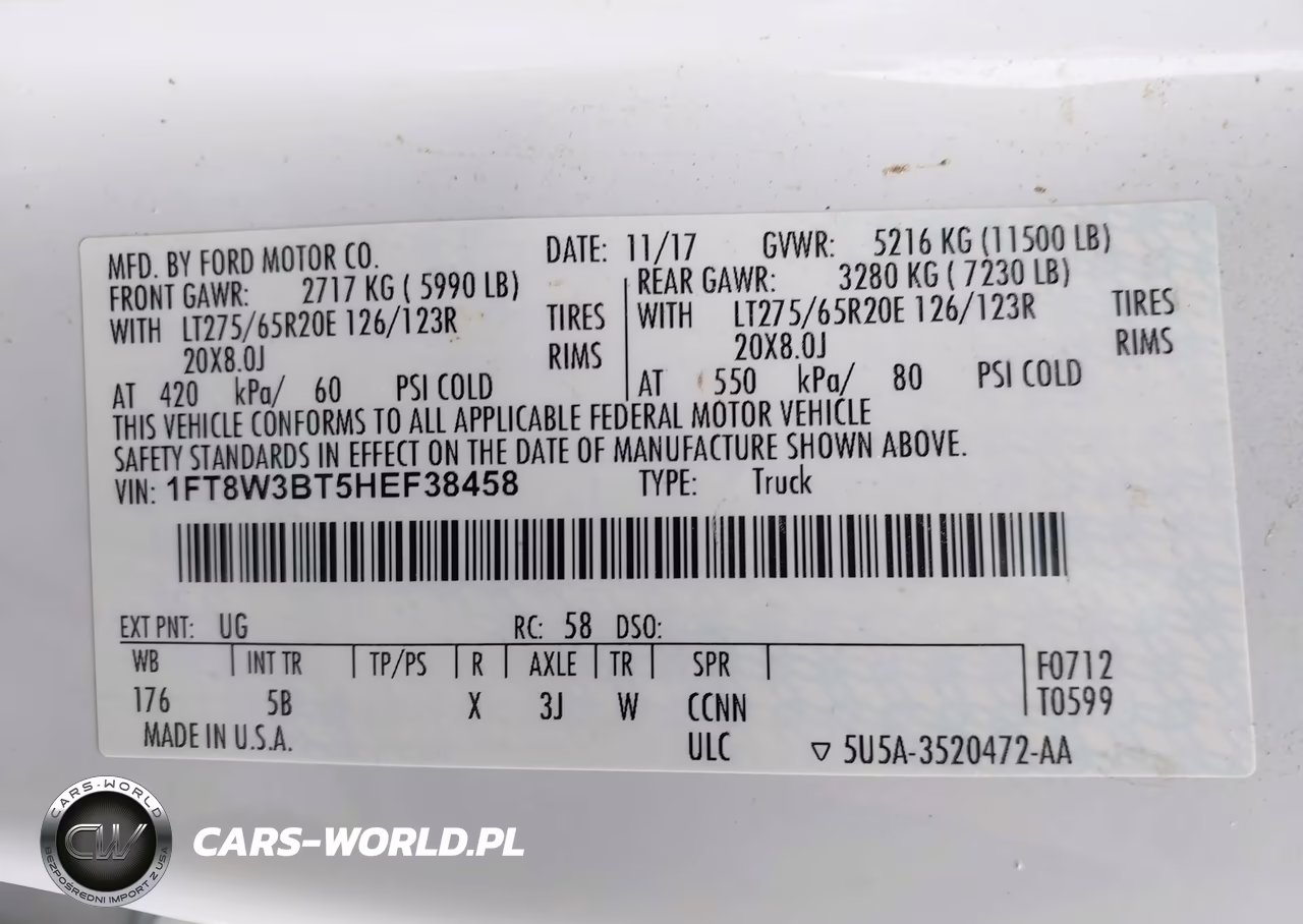 2017 Ford F-350 Lariat VIN:1FT8W3BT5HEF38458 - 8