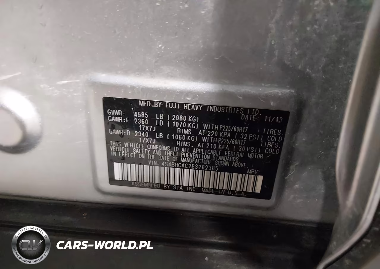 2014 Subaru Outback 2.5I VIN:4S4BRCAC2E3262385 - 9