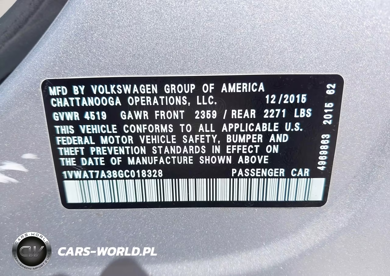 2016 Volkswagen Passat 1.8T S VIN:1VWAT7A38GC018328 - 9