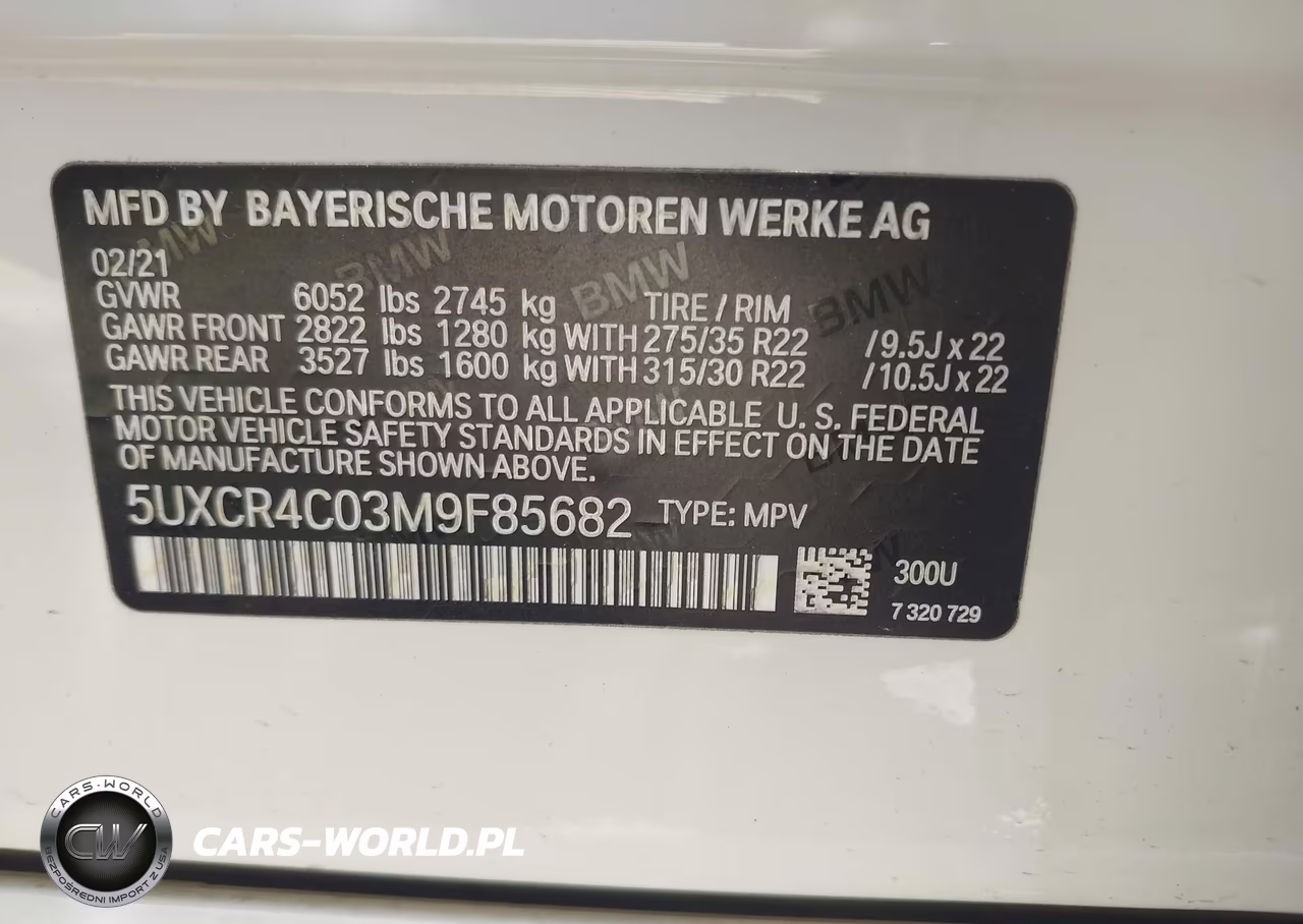 2021 BMW X5 Sdrive40I VIN:5UXCR4C03M9F85682 - 9