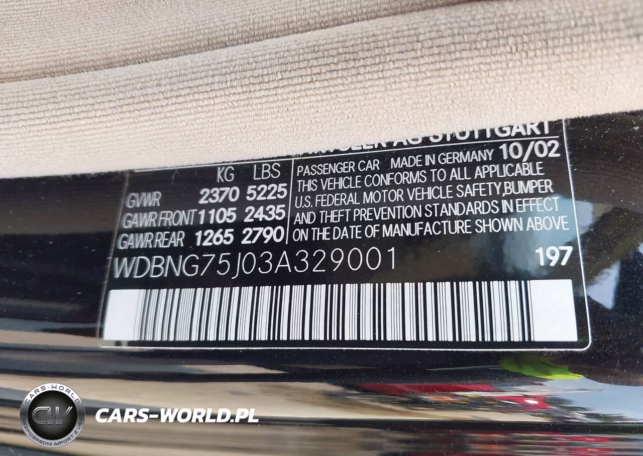 2003 Mercedes-Benz S 500 VIN:WDBNG75J03A329001 - 9