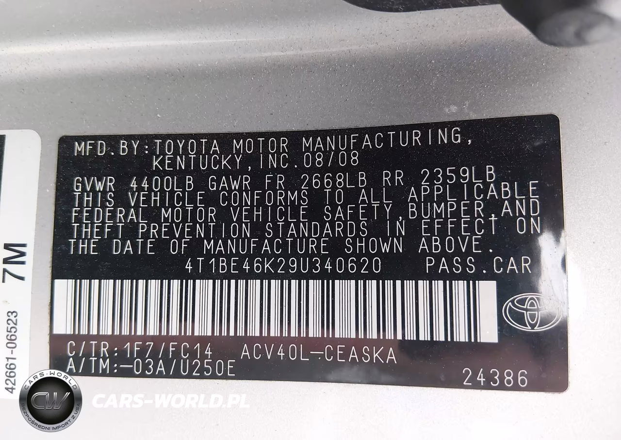 2009 Toyota Camry Se VIN:4T1BE46K29U340620 - 9