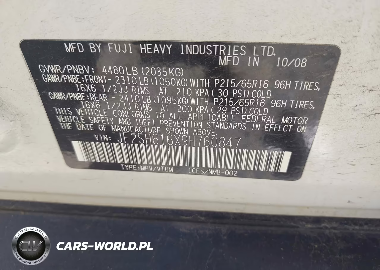 2009 Subaru Forester 2.5X VIN:JF2SH616X9H760847 - 9