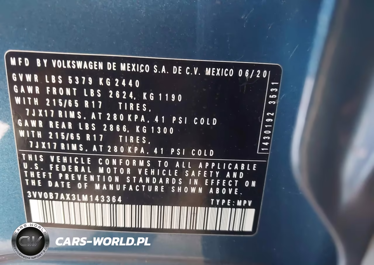 2020 Volkswagen Tiguan 2.0T S VIN:3VV0B7AX3LM143364 - 9