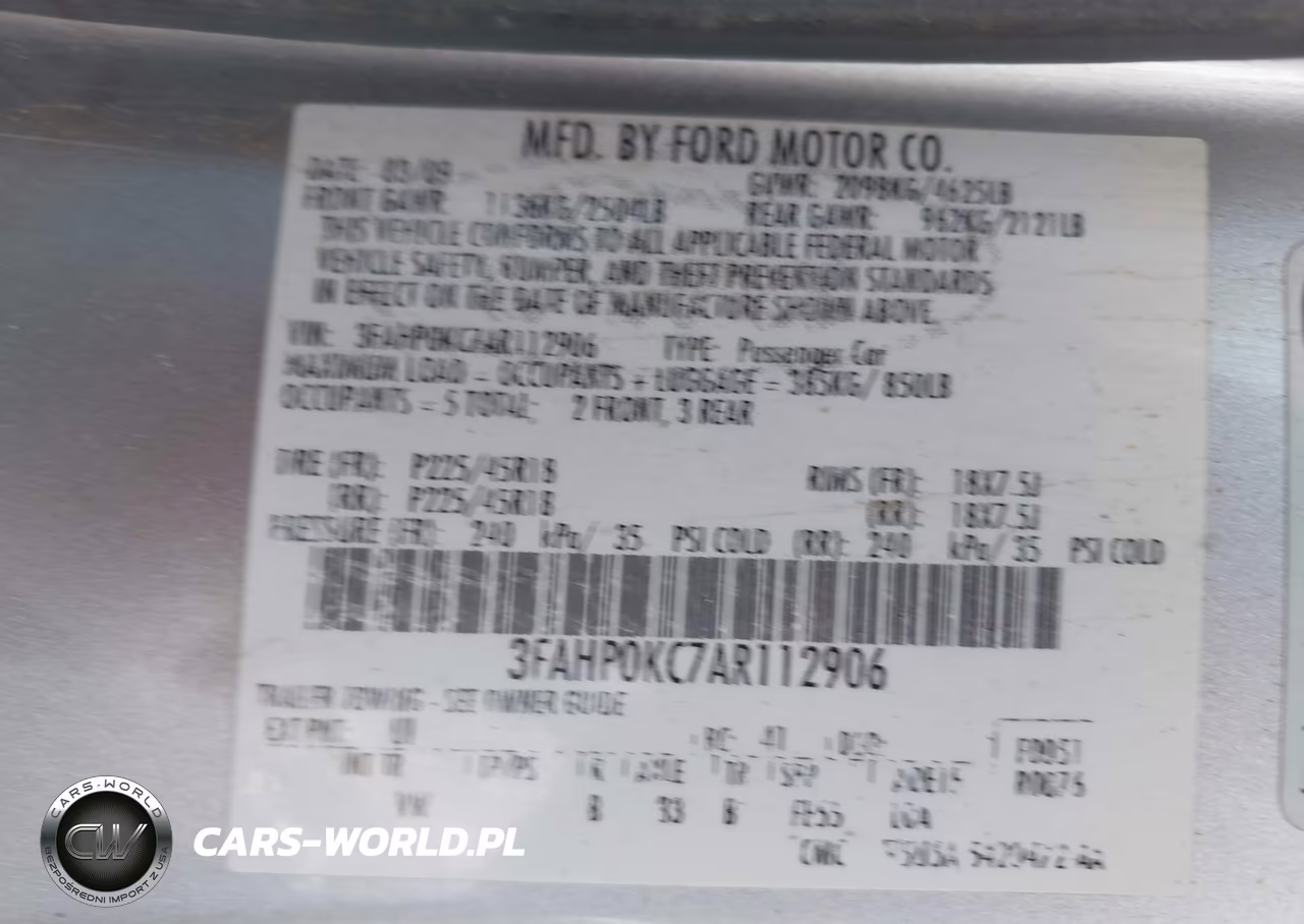 2010 Ford Fusion Sport VIN:3FAHP0KC7AR112906 - 9