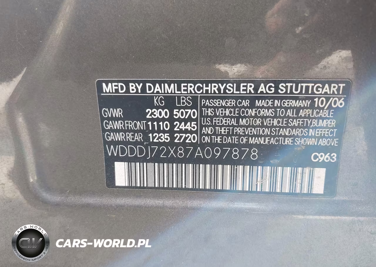2007 Mercedes-Benz Cls 550 VIN:WDDDJ72X87A097878 - 9