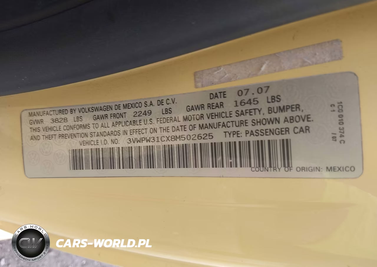 2008 Volkswagen New Beetle S VIN:3VWPW31CX8M502625 - 9