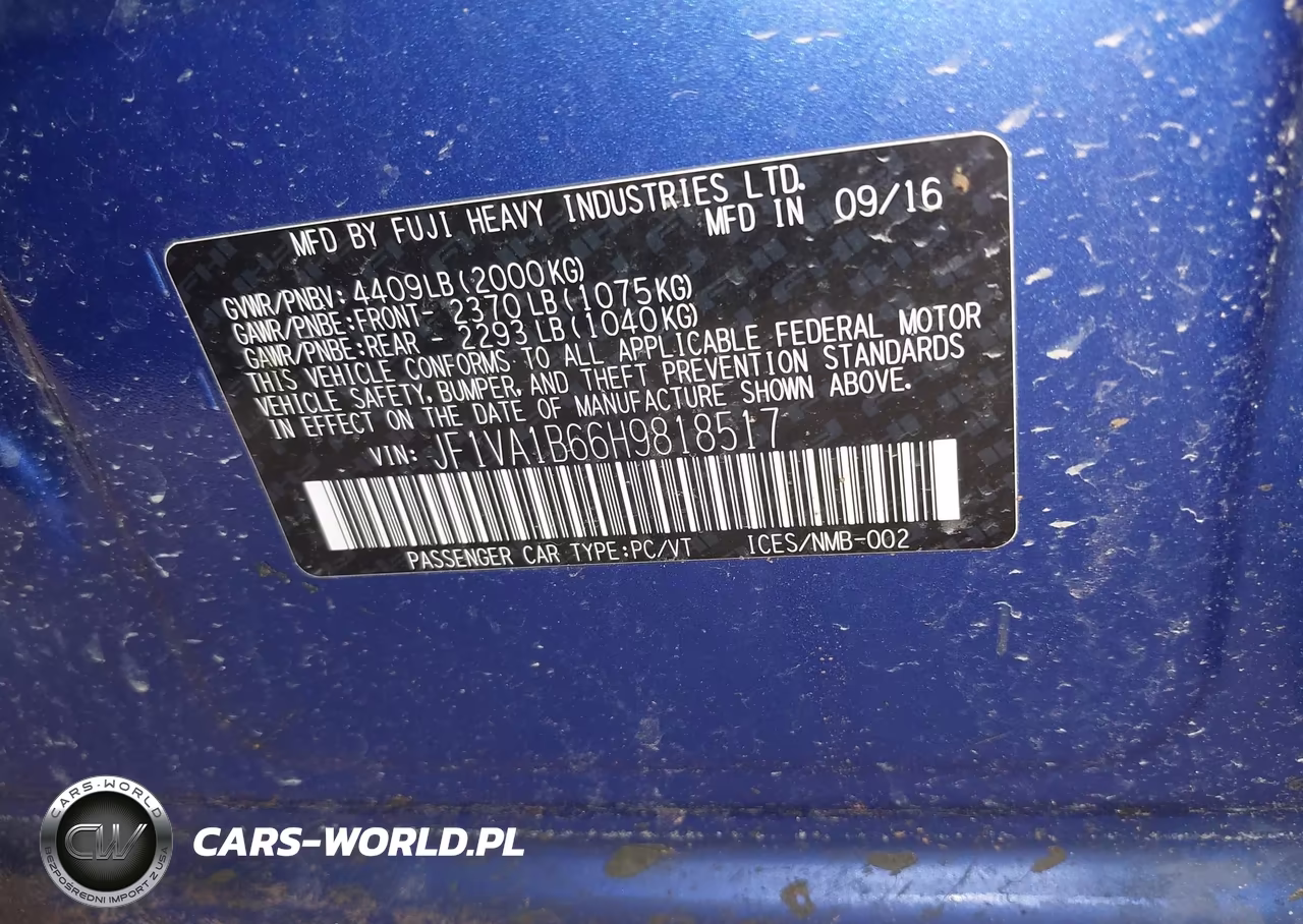 2017 Subaru Wrx VIN:JF1VA1B66H9818517 - 9