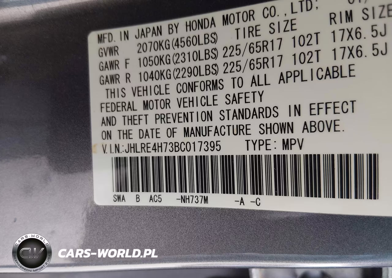 2011 Honda Cr-V Ex-L VIN:JHLRE4H73BC017395 - 9